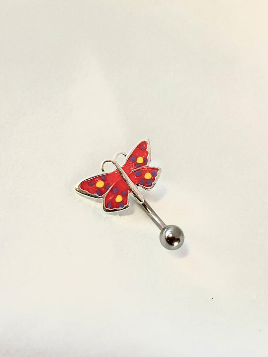 Scarlet Butterfly Top Down Belly Ring
